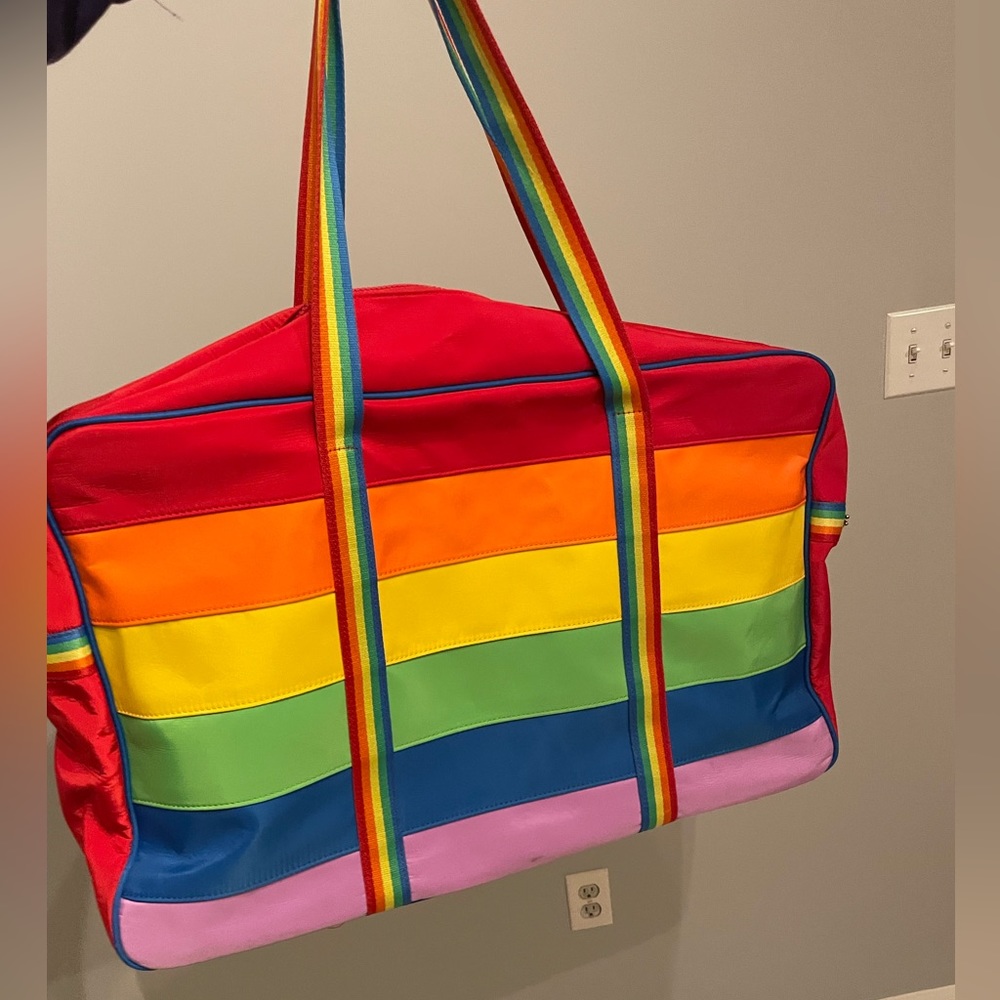 Dolls Kill rainbow large weekender bag